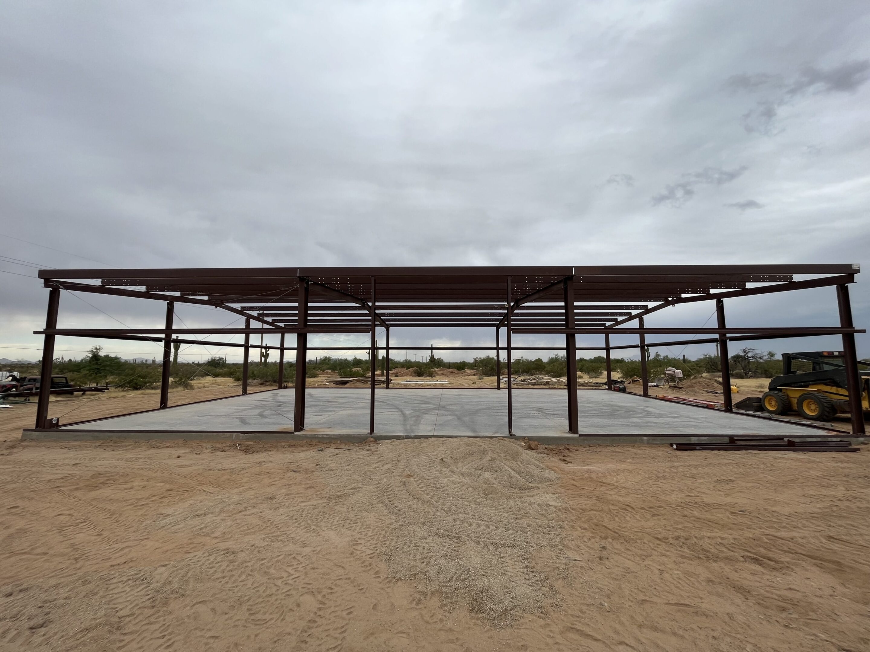 A large open area with a metal structure.