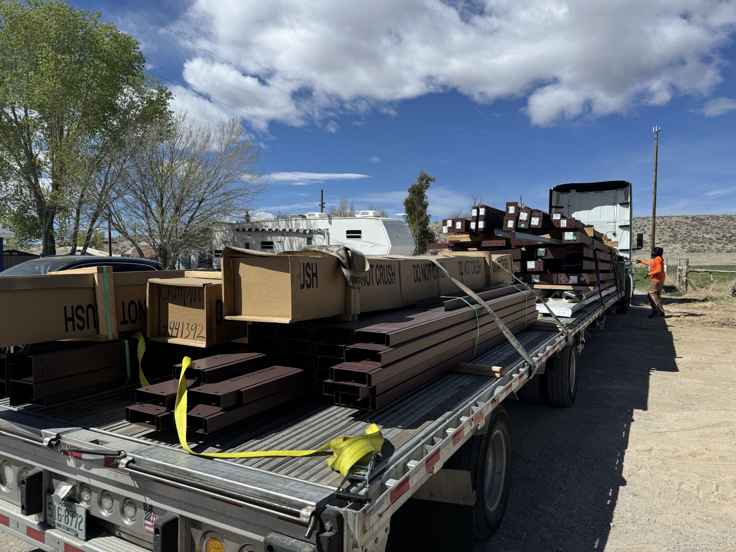 A truck with many different types of metal.